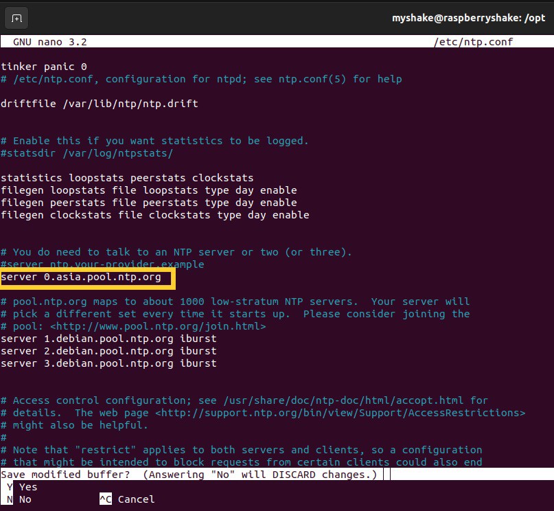 Edited ntp.conf file